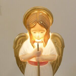 Vintage TPI 34" Large Blow Molded Christmas Angel with Horn Nativity Lamp